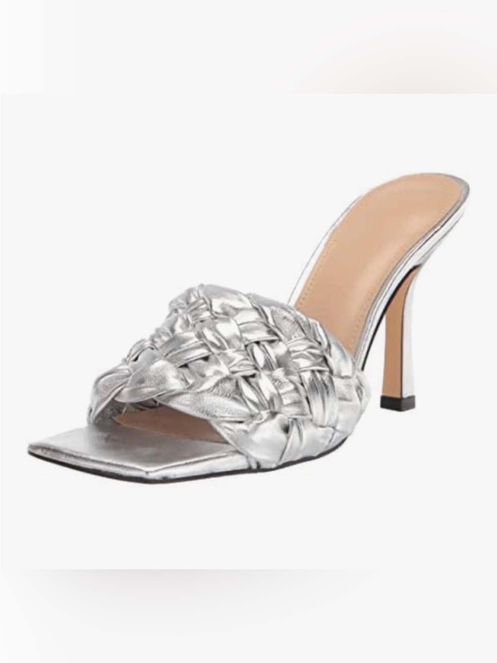 Marc Fisher LTD Draya Silver Braided Leather Heels Sandals 7M NWB